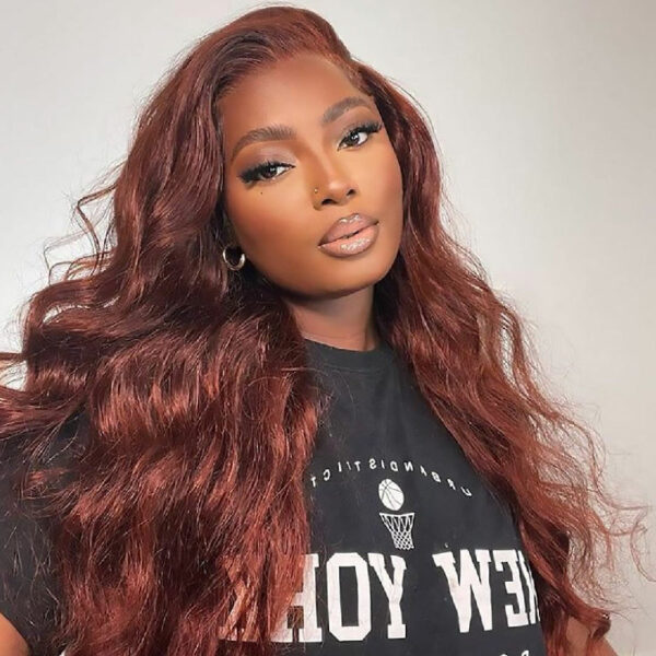 Body Wave Wig 150% Density Reddish Brown Wig 360 Lace Wigs Human Hair Wig - 360 Lace / 150% / 30inch