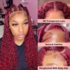 Pre-Cut Lace Wear Go Glueless Wig Burgundy Pure Color Curly Breathable - 4x4 Lace / 180% Density / 24 inch