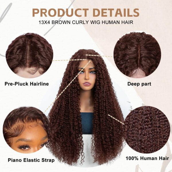 Pre-Cut Lace Wear Go Glueless Wig Dark Brown Pure Color Curly Breathable - 13x4 Lace / 180% Density / 20 inch