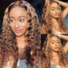 4/27 Honey Blonde With Brown Wig 360 Lace Curly Human Hair Wig 150% Density - 360 Lace / 180% / 16inch