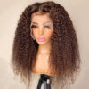 Chestnut Brown Curly Wig HD Lace Front Wigs 180% Density Human Hair Wigs - 4x4 Lace / Yes(+.00) / 14 inch