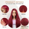 Pre-Cut Lace Wear Go Glueless Wig Burgundy Pure Color Straight Breathable - 4x4 Lace / 150% Density / 22 inch