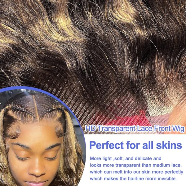 Pre-Cut Lace Wear Go Glueless Wig Black With Honey Blonde Piano Color Curly Breathable - 4x4 Lace / 150% Density / 14 inch