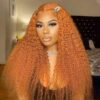 Pre-Cut Lace Wear Go Glueless Wig Ginger Orange Pure Color Curly Breathable - 5x5 Lace / 180% Density / 24 inch