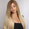 Sunber Ombre Blonde Straight 13 By 4 Lace Front Human Hair Wigs With Dark Roots - 20