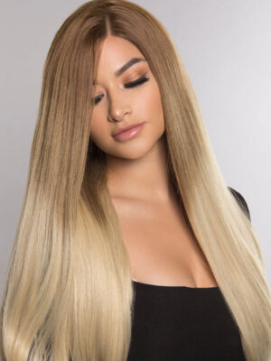 Sunber Ombre Blonde Straight 13 By 4 Lace Front Human Hair Wigs With Dark Roots - 20