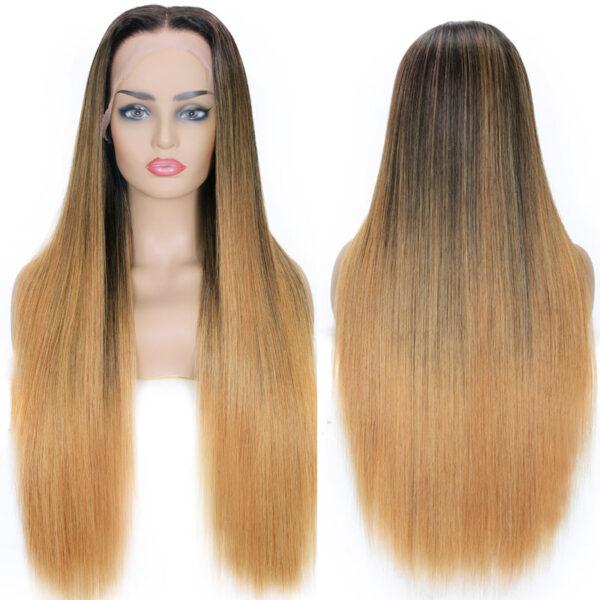 Sunber Ombre Blonde Straight 13 By 4 Lace Front Human Hair Wigs With Dark Roots - 20