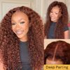 Sunber Reddish Brown Jerry Curly Pre Cut Glueless Lace Wig Human Hair Wigs Flash Sale - 24 / 6x4.75 Pre-Cut Lace