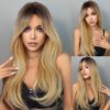 Sunber Ombre Blonde Straight 13 By 4 Lace Front Human Hair Wigs With Dark Roots - 20