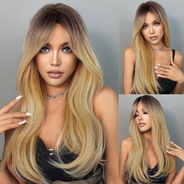 Sunber Ombre Blonde Straight 13 By 4 Lace Front Human Hair Wigs With Dark Roots - 20