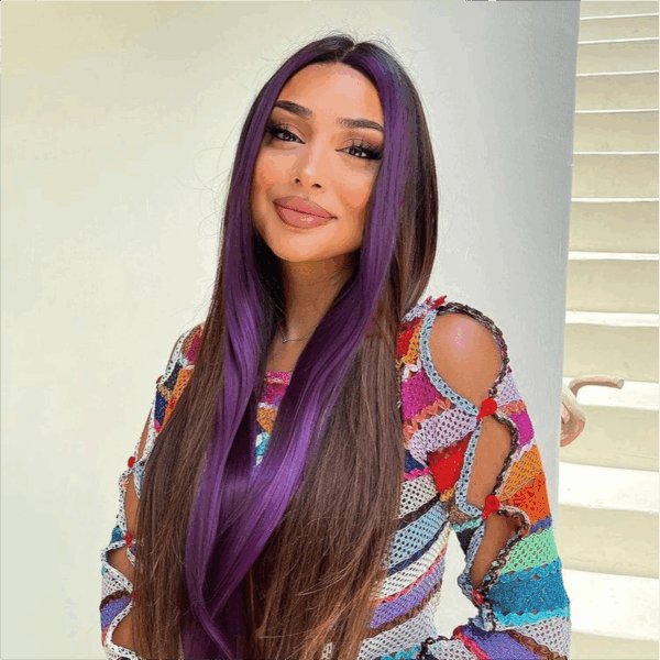 Midnight Dark Purple With Black Ombre Color Lace Wig Body Wave Wig 180% Density - 4x4 Lace / Yes（+） / 22inch