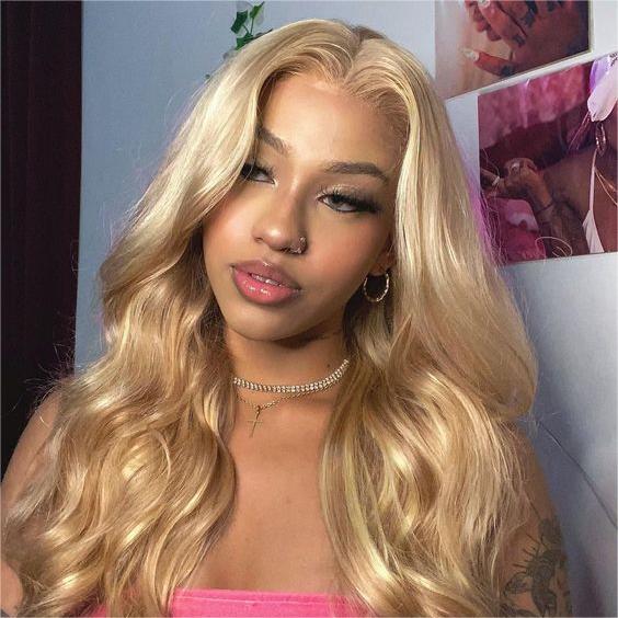 Pre-Cut Lace Wear Go Glueless Wig Honey Blonde Pure Color Body Wave Breathable - 5x5 Lace / 150% Density / 22 inch