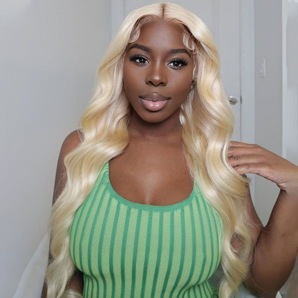Pre-Cut Lace Wear Go Glueless Wig 613 Blonde Pure Color Body Wave Breathable - 5x5 Lace / 180% Density / 16 inch