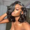 Short Glueless Body Wave Bob Wig 4x4/13x4 Lace Front Human Hair With Breathable Cap - 5x5 Lace / Black Highlight / 12inch