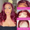 Burgundy Color Short Body Wave Bob Wigs Glueless HD 4x4 Lace Front Wigs Human Hair For Woman - 4x4 Lace / 150% / 14inch