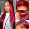 Glueless Wig Straight Wigs #99J Burgundy Color 4x4/13x4 HD Lace Front Wigs 150% Density Pre-plucked - 5x5 Lace / 150% / 32inch