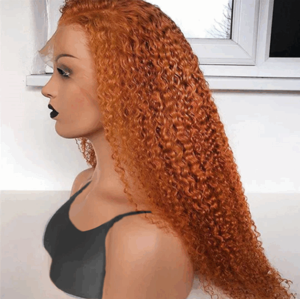 Ginger Color Wig Curly Wig 180% Density 4*4/13*4/13*6 Lace Front Wig - 13x4 Lace / Yes / 18inch