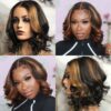 Wear&Go 1B/27# Piano Highlights Color Body Wave Transparent Lace Wig Short Bob Human Hair Wig - 5x5 / 150% / 14inch