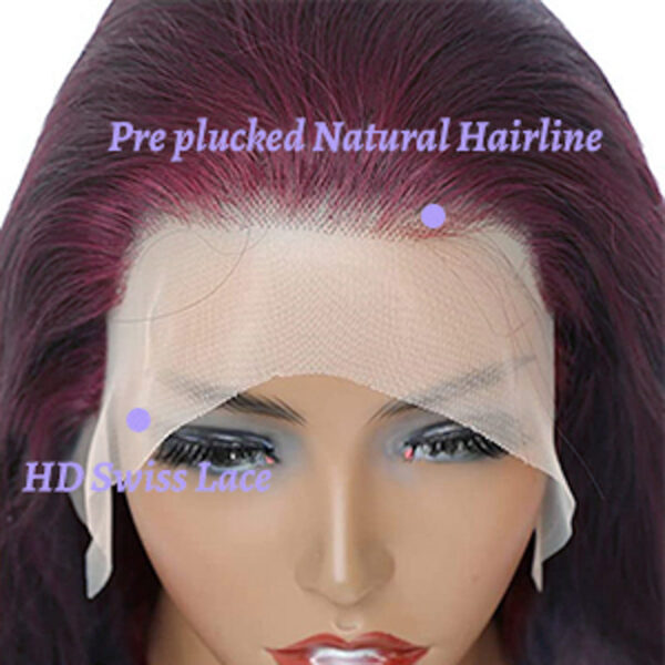 Deep Purple Pure Color New Arrival Straight wig 180% Density 13x4 Transparent Frontal HD Lace Wig - 16inch