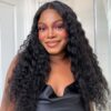 Natural Black Water Wave Lace Front Wig Pre-Cut Glueless Wig Ready Go Human Hair Wigs - 5x5 / 180% / 24 inch