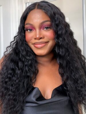 Natural Black Water Wave Lace Front Wig Pre-Cut Glueless Wig Ready Go Human Hair Wigs - 13x4 / 180% / 24 inch