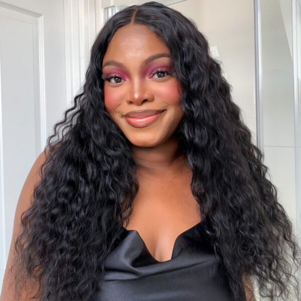 Natural Black Water Wave Lace Front Wig Pre-Cut Glueless Wig Ready Go Human Hair Wigs - 5x5 / 180% / 24 inch