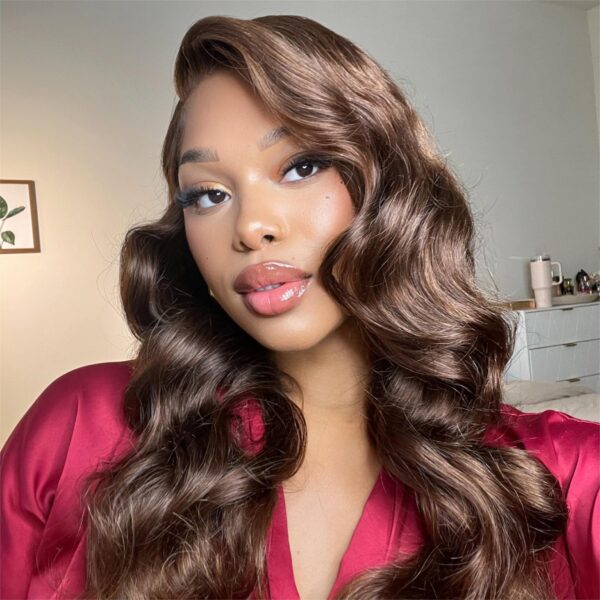 Chestnut Dark Brown Wig Body Wave Wig 4x4/13x4/13x6 Lace 180% Density Human Hair Wig - 13x4 Lace / Yes( +.00) / 30inch