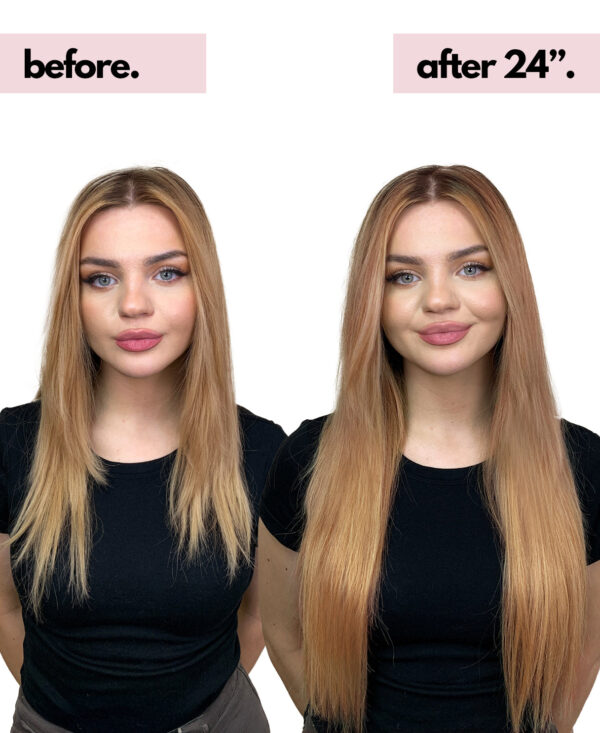 Invisible clip-in hair extensions #16 strawberry blonde. - 28" / Extra Volume