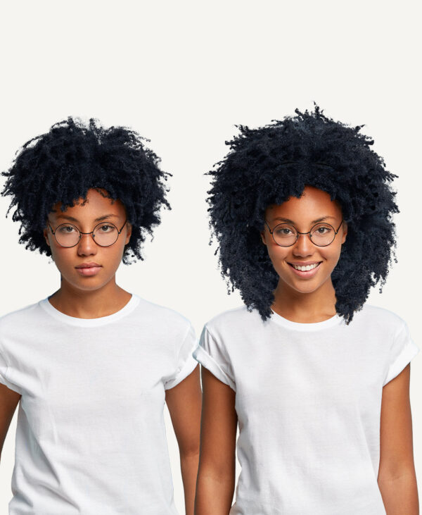 BA-curly-kinky-g-1 kinky (4A curls) clip-in extensions #1 jet black. - 24" / Regular / Classic