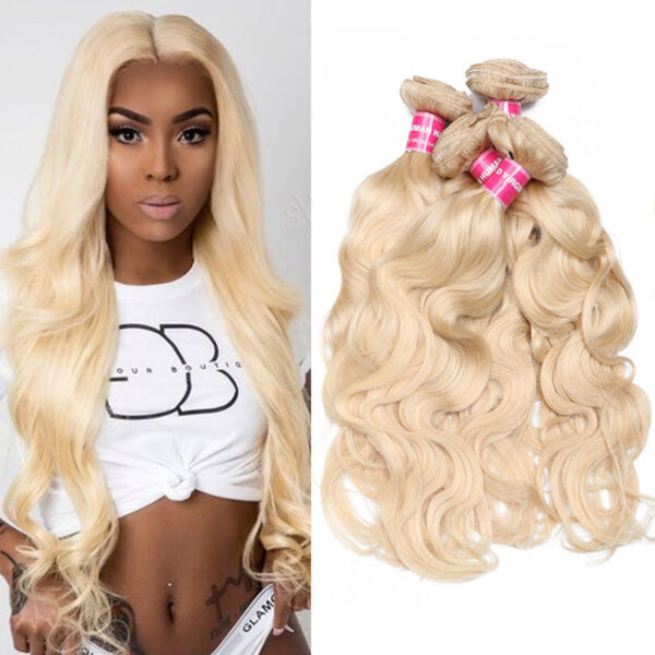 Sunber 613 Blonde Hair Weave 4 Bundles Body Wave Virgin Human Hair Extension - 12 12 12 12