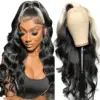 Q613/1B Blonde Piano Highlight Color Wigs 180% Density Body Wave Glueless Lace Front 360 Human Hair Wig - 360 Lace / 180% / 26 inch