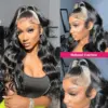 Q613/1B Blonde Piano Highlight Color Wigs 180% Density Body Wave Glueless Lace Front 360 Human Hair Wig - 360 Lace / 180% / 26 inch