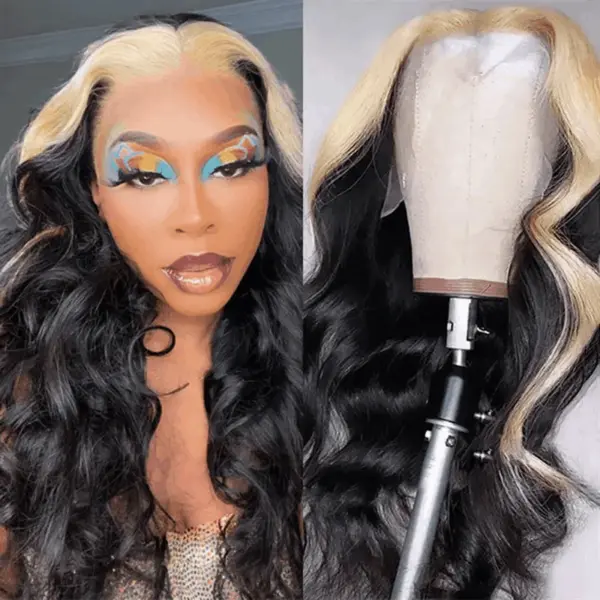 613/1B Highlight Color Wig Body Wave 4x4/13x4/13x6 Lace Front Wig Human Hair Wig - 4x4 Lace / NO / 22inch