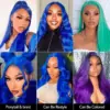 Blue Lace Front Wig Human Hair 13x4 HD Body Wave Human Hair Lace Front Wigs Pre Plucked Colored Blue Lace Front Wig 180% Desity - 13x6 Lace / Yes（+）