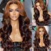 New H30/4 Brown Dark Color Body Wave Wig 180% Density Human Hair Wig - 13x4 Lace / Yes（+） / 28inch