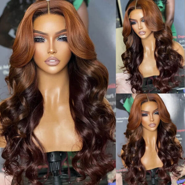 New H30/4 Brown Dark Color Body Wave Wig 180% Density Human Hair Wig - 13x4 Lace / Yes（+） / 28inch