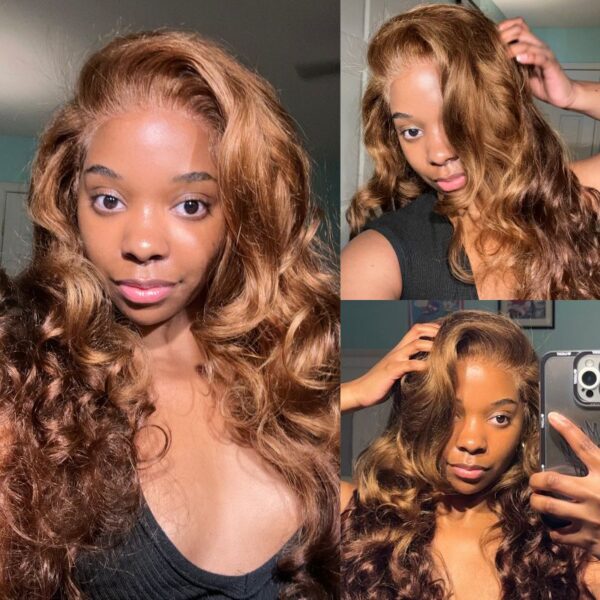 New H30/4 Brown Dark Color Body Wave Wig 180% Density Human Hair Wig - 13x4 Lace / Yes（+） / 28inch