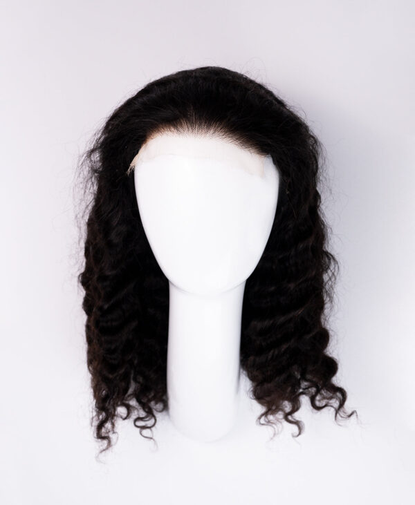 front lace human wig - 16" 3a curly natural black.