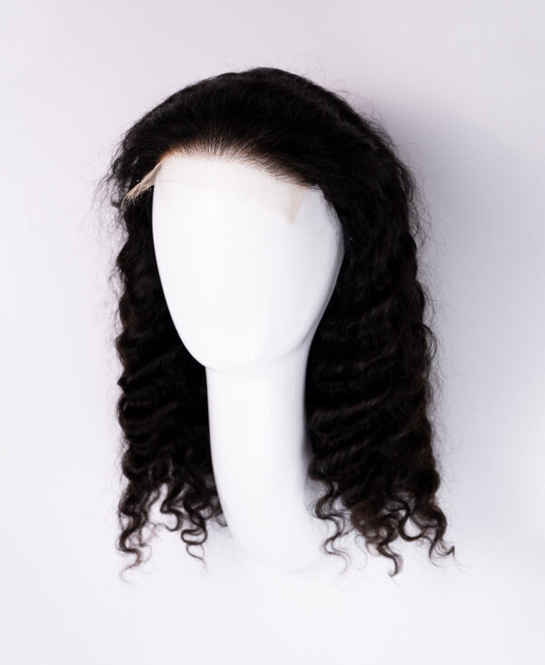 front lace human wig - 16" 3a curly natural black.
