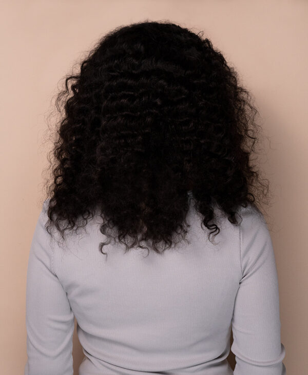 front lace human wig - 16" 3a curly natural black.