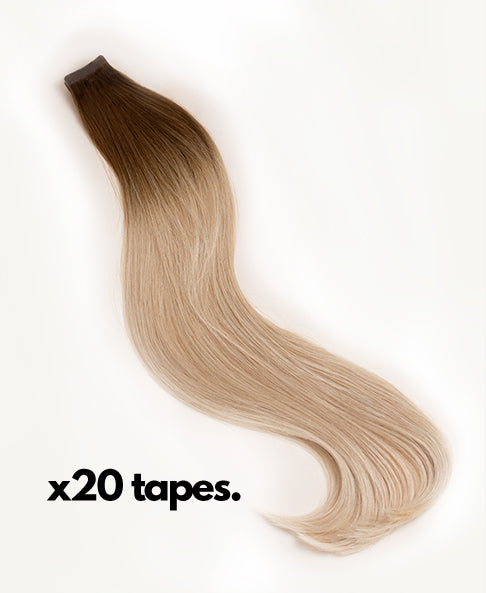 tape-in hair extensions #6r12 dirty blonde rootmelt. - 20"/50g / Invisible