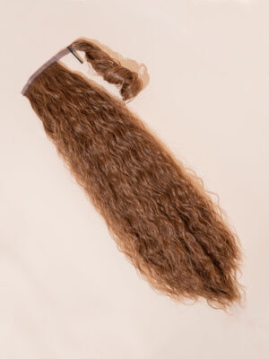 vegan fiber long wavy ponytail - mixed brown 26".