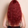 vegan fiber heatless wave wig 24" hot red.