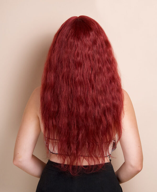 vegan fiber heatless wave wig 24" hot red.