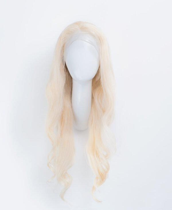 front lace human wig - 24" platinum blonde.