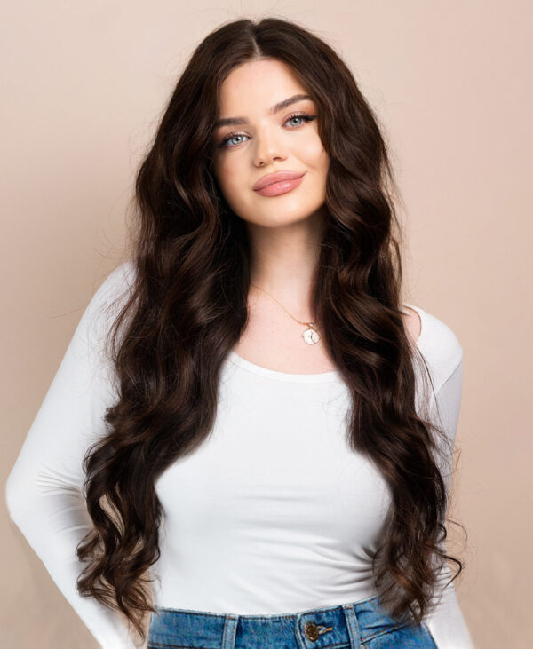 front lace human wig - 26" chocolate brown.