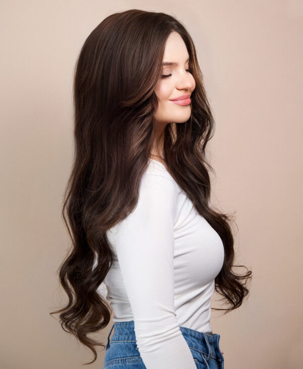 front lace human wig - 24" chocolate brown.