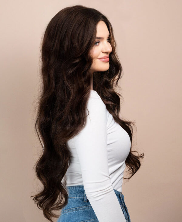 front lace human wig - 26" chocolate brown.