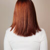 vegan fiber long bob with bangs wig 12" copper melt.