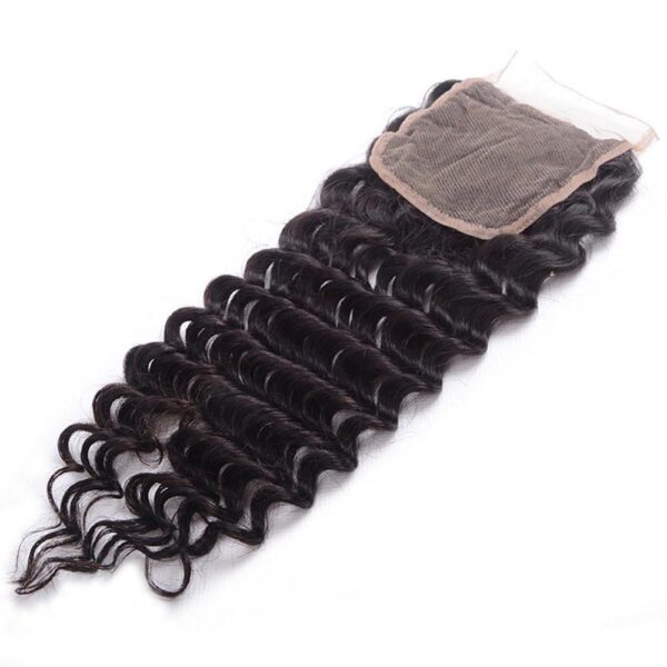 Sunber Deep Wave 4Bundles With 4x4 Lace Free Part Closure Virgin Human Hair - 20 22 24 26+16